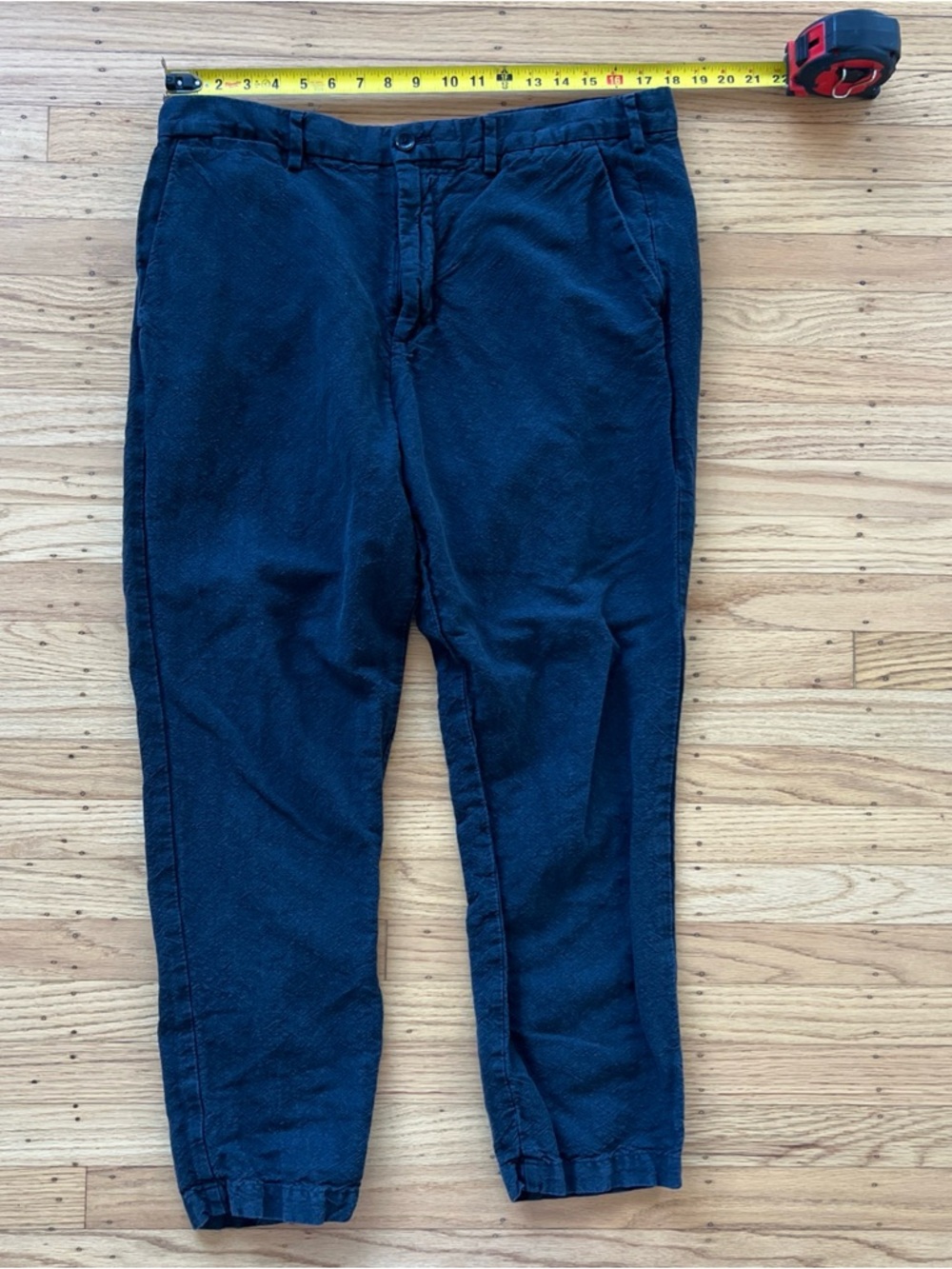 GAP Black Textured Linen Cotton Pants Men Actual 36x30 Slim Leg Trousers Chino